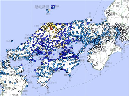 日本地震規模6.2最大震度島根鳥取5強　大阪、福岡也有感
