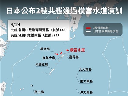 美菲肩並肩演習前夕　日本掌握2艘共艦出沒鹿兒島外海