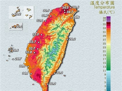 10縣市防高溫 全台最熱台北大安森林公園正午37.4度