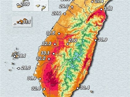 4縣市高溫黃色燈號　台南玉井、南化達37.2度