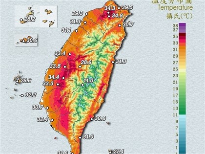 大台北等10縣市亮高溫燈號  台南玉井午後達39.1度