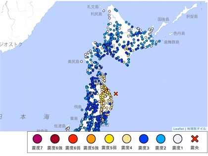 日本東北地震規模6.9　青森震度6強、岩手5強