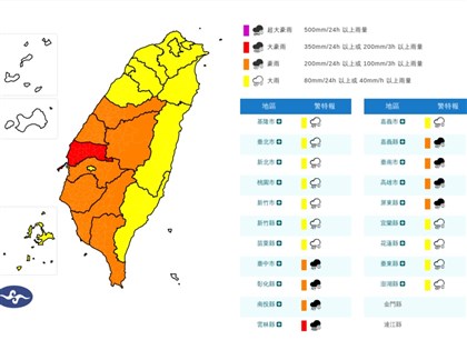 氣象署發布豪雨特報　嚴防雲林縣有局部豪雨或大豪雨