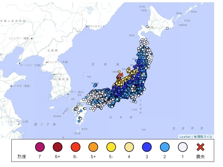 日本石川縣地震震度7、5公尺海嘯抵能登地區 核電無異常【不斷更新】 | 國際 | 中央社 CNA