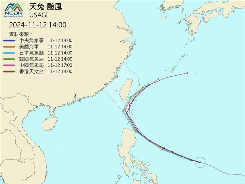 颱風天兔估15至16日通過台灣東部海面 北東防大雨