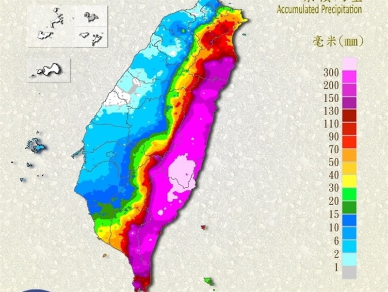 連日降雨　台東累積雨量達620毫米、花蓮逾520毫米