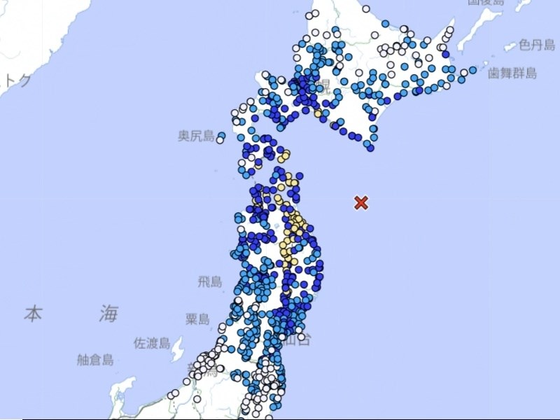 日本青森外海6.7地震最大震度4 海嘯注意報發布