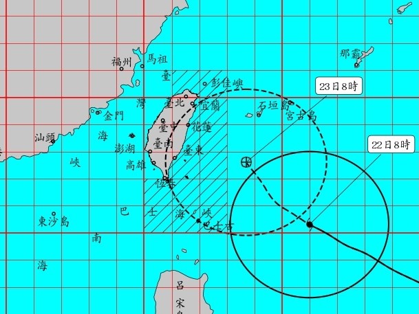 颱風薔琵10/23距台最近 北部、宜蘭防豪雨以上降雨
