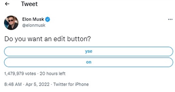 馬斯克發起推特民調：想要編輯鍵嗎？ | 國際 | 中央社 CNA