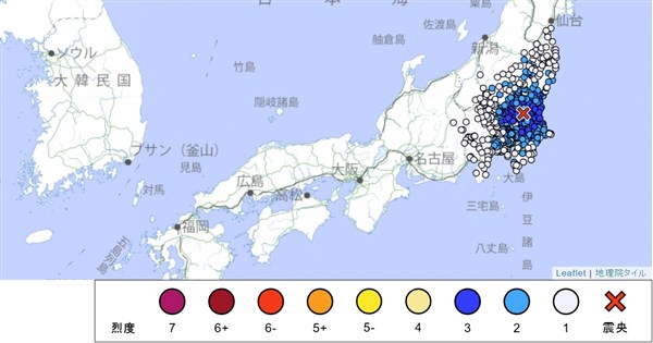日本茨城規模4.9地震　最大震度4、東京也搖晃
