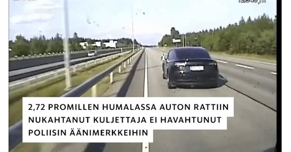 フィンランドで飲酒運転の男性がテスラ車内で熟睡、自動運転で高速道路を走行し警察が追跡