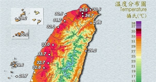 10縣市防高溫 全台最熱台北大安森林公園正午37.4度