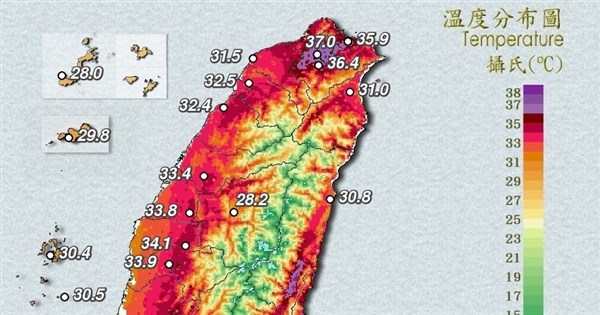 台南玉井で39.2度の猛暑、台北や花蓮も38度超え