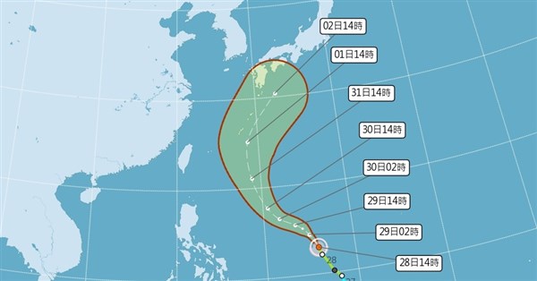Thunderstorm Alert for Central and Northern Taiwan Due to Front; Typhoon Chan-hom to Become Moderate by Night of the 29th