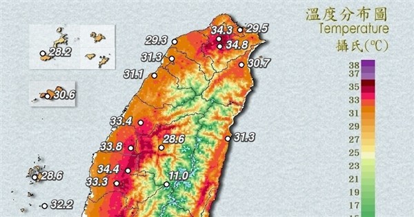 大台北等亮高溫燈號 台南玉井午後達39.1度