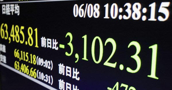 東京股市重挫 日經指數盤中一度暴跌逾3100點