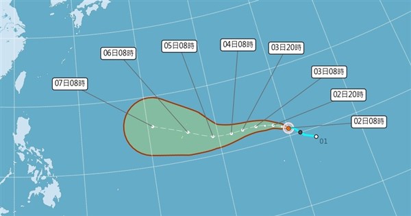 輕度颱風巴威生成 朝西北西方向移動