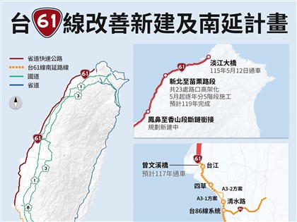 台61、62線擬延伸高雄宜蘭　交通部估投入3500億完善快速公路網