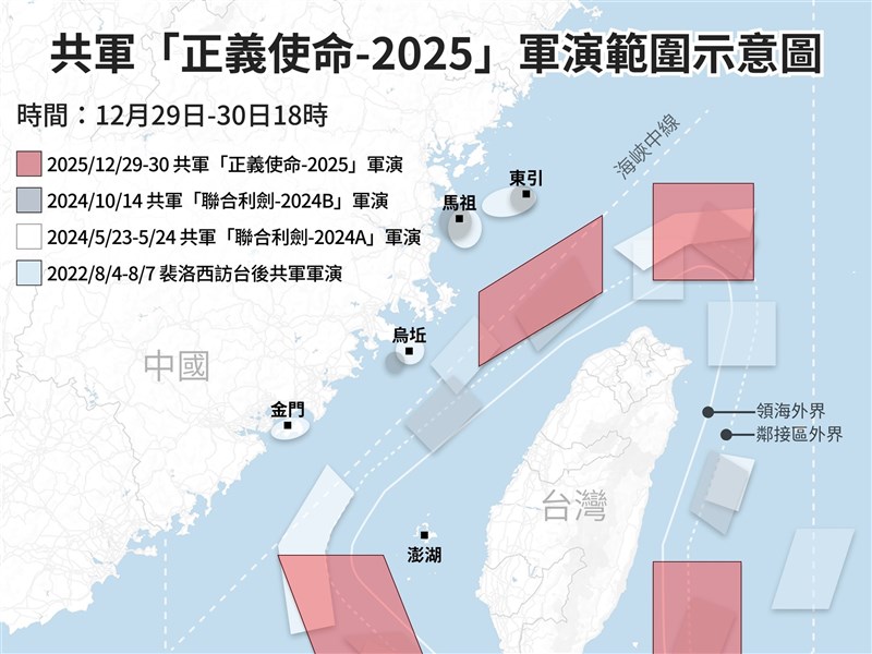 共軍宣布軍演　2022年裴洛西來訪起7次環台軍演時間、範圍一次看